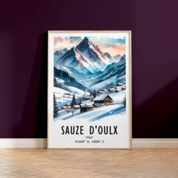 Sauze D'oulx Poster Print - Watercolour Ski Alpine Art - Travel Wall Artwork Skiing Gifts Italian Alps Decor Resort Snowboard Gift - thumbnail 2