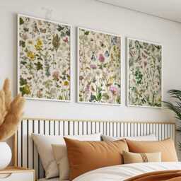Colourful Wildflower Set Of 3 Posters, Boho Floral Botanical Wall Art, Modern Pressed Flowers Tropical Nature Decor - thumbnail 3