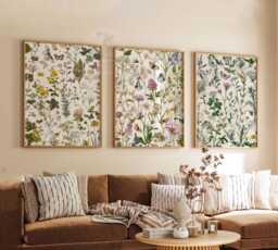 Colourful Wildflower Set Of 3 Posters, Boho Floral Botanical Wall Art, Modern Pressed Flowers Tropical Nature Decor - thumbnail 1