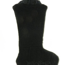 Christmas Stocking Felt Boiled Wool Black Goth Lace Beads Buttons Lisa International Recycled Repurposed Upcycled 826 - thumbnail 3