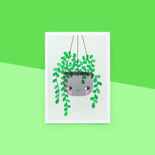 Girl Succulent Plant Print - A4 297mm X 210mm Risograph - image 1