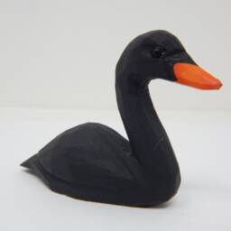 Black Swan Wooden Figurine - Hand-Carved Bird Sculpture Rustc Decor - thumbnail 3