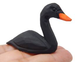 Black Swan Wooden Figurine - Hand-Carved Bird Sculpture Rustc Decor - thumbnail 1