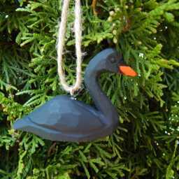 Black Swan Wooden Figurine - Hand-Carved Bird Sculpture Rustc Decor - thumbnail 4