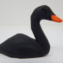 Black Swan Wooden Figurine - Hand-Carved Bird Sculpture Rustc Decor - thumbnail 2