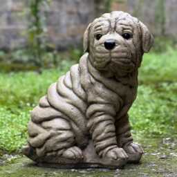 Concrete Shar Pei Dog Statue Cement Garden Figurine Memorial Pet Sculpture Outdoor Stone Puppy Yard Ornament Handcrafted Decor Gift - thumbnail 3