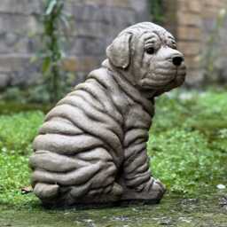 Concrete Shar Pei Dog Statue Cement Garden Figurine Memorial Pet Sculpture Outdoor Stone Puppy Yard Ornament Handcrafted Decor Gift - thumbnail 2