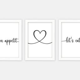 Bon Appetit Kitchen Print Set Minimalist Food Quote Art - thumbnail 3