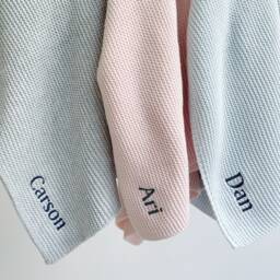 Personalised Baby Blanket - Embroidered Name -stroller Bassinet Newborn Gift Expecting Mum Soft Breathable Cotton Knit - thumbnail 3