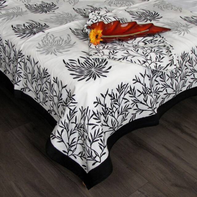 Indian Cotton Bed Sheet/Bed Spread Hand Block Printed, Set Of 3, Soft Organic Cotton.india Gift - image 1