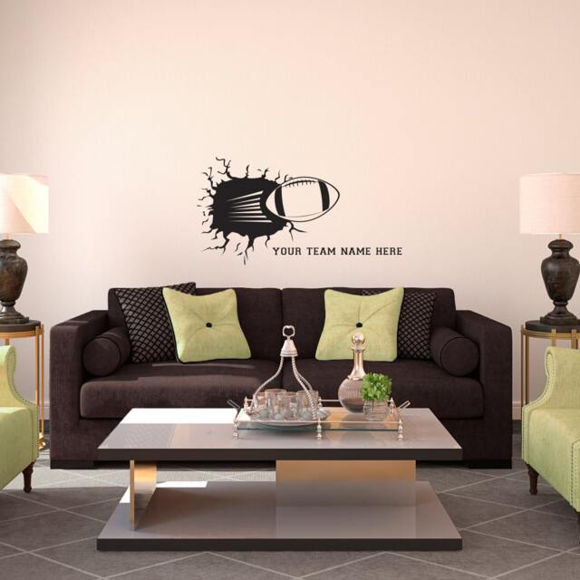 Personalized Football Smashing Through The Wall With Name - Sticker Vinyl Decal - image 1
