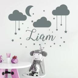 Name Wall Decal Baby Nursery Boy For Son's Vinyl Clouds Decor Moon Stickers Star Art S79 - thumbnail 2