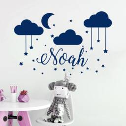 Name Wall Decal Baby Nursery Boy For Son's Vinyl Clouds Decor Moon Stickers Star Art S79 - thumbnail 1