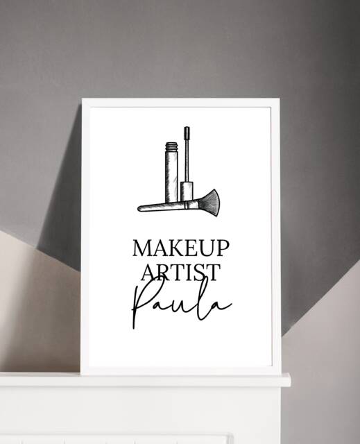 Personalised Salon Makeup Brushes Print - Job Role Artist Studio - image 1