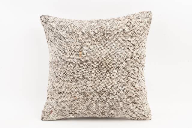 Vintage Turkish Kilim Pillow Cover Handwoven Wool, Bohemian Cushion - 18''x18'' - image 1
