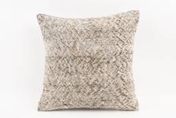 Vintage Turkish Kilim Pillow Cover Handwoven Wool, Bohemian Cushion - 18''x18'' - thumbnail 1
