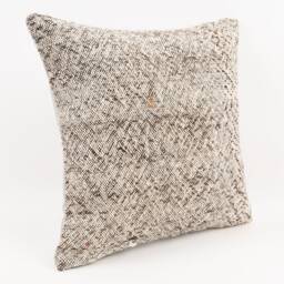 Vintage Turkish Kilim Pillow Cover Handwoven Wool, Bohemian Cushion - 18''x18'' - thumbnail 3