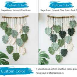 Large Green Monstera Leaves Macrame Wall Hanging, Variegated Monstera, Botanical Art, Safari Nursery Decor, Mid Century Modern L47 - thumbnail 3