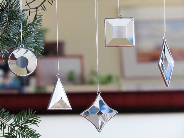 stained Glass Christmas Ornaments Geometric Suncatchers, Set Of Five - image 1