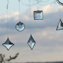 stained Glass Christmas Ornaments Geometric Suncatchers, Set Of Five - thumbnail 4