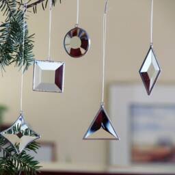 stained Glass Christmas Ornaments Geometric Suncatchers, Set Of Five - thumbnail 2