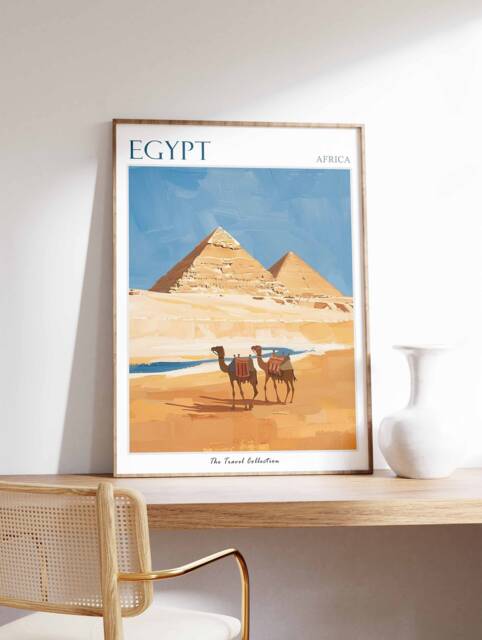 Egypt Travel Poster Pyramid & Nile Valley Art Print - image 1