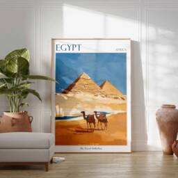 Egypt Travel Poster Pyramid & Nile Valley Art Print - thumbnail 3