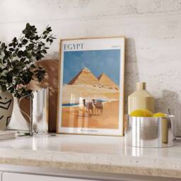 Egypt Travel Poster Pyramid & Nile Valley Art Print - thumbnail 2