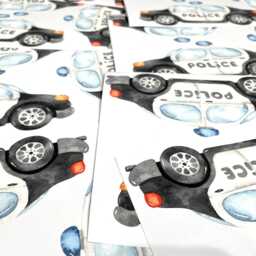 Watercolor Police Car Wall Stickers Kids Room Decor - thumbnail 4