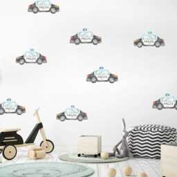 Watercolor Police Car Wall Stickers Kids Room Decor - thumbnail 2