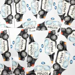 Watercolor Police Car Wall Stickers Kids Room Decor - thumbnail 3