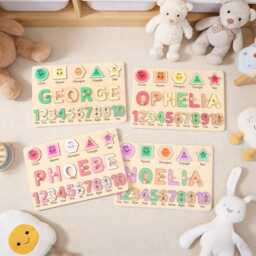 Custom Baby Name Puzzle, Early Learning Wooden Toddler Toys, Room Decor, 1st Birthday Gift For Kids, Personalized - thumbnail 2