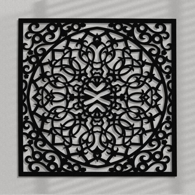 3D Stylish Wood Wall Art Decor, Moroccan Panel, Openwork Ornament Picture, Living Room, Decorative Wooden Panel, Gift Idea - image 1