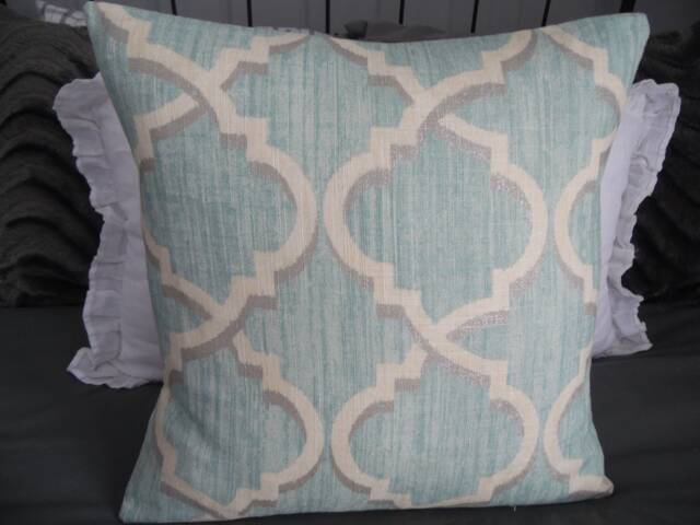Lustrous Lattice Pillow Covers.toss Pillows.throw Pillows.spring Pillows.home Decor Pillows.blues.metallic Silver.cream.pillows - image 1