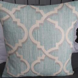 Lustrous Lattice Pillow Covers.toss Pillows.throw Pillows.spring Pillows.home Decor Pillows.blues.metallic Silver.cream.pillows - thumbnail 4