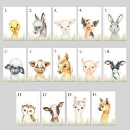Choose Your Own Farm Animals Boys Girls A4 Or A3 Nursery Set Of Unframed Prints Alpaca Pig Cow Duck Sheep Rabbit - thumbnail 3