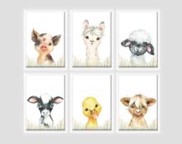 Choose Your Own Farm Animals Boys Girls A4 Or A3 Nursery Set Of Unframed Prints Alpaca Pig Cow Duck Sheep Rabbit - thumbnail 1