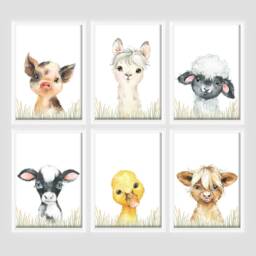 Choose Your Own Farm Animals Boys Girls A4 Or A3 Nursery Set Of Unframed Prints Alpaca Pig Cow Duck Sheep Rabbit - thumbnail 2