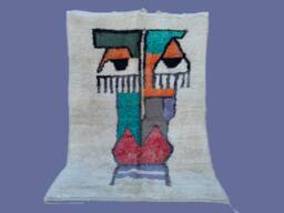 Hafida Azilal 5x7Ft Moroccan Wool Abstract Face Handmade Rug - thumbnail 1