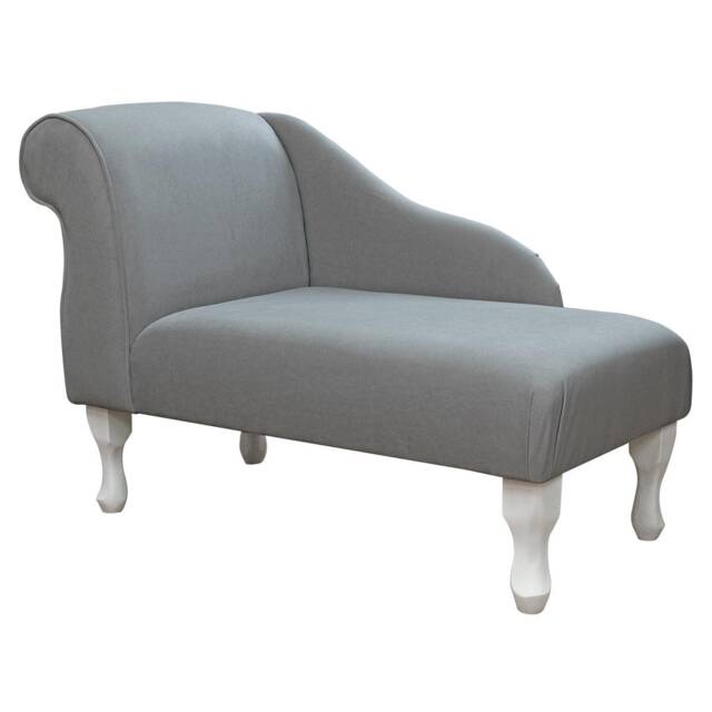Handmade Dove Grey Velvet Chaise Longue Small Accent Sofa - image 1