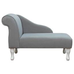 Handmade Dove Grey Velvet Chaise Longue Small Accent Sofa - thumbnail 2