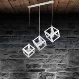 White Kitchen Chandelier 3 Cubes Pendant Light Fixture Industrial Chandelier Lighting Kitchen Island Dining Room - thumbnail 2