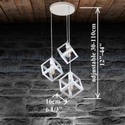 White Kitchen Chandelier 3 Cubes Pendant Light Fixture Industrial Chandelier Lighting Kitchen Island Dining Room - thumbnail 4