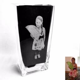 Engraved Photo Vase Personalised Etched Glass Gift, Flowers, Mother's Day, Wedding, Mum , Cat, Dog, Pet, Children, Family, Kids, Memorial - thumbnail 1