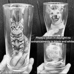 Engraved Photo Vase Personalised Etched Glass Gift, Flowers, Mother's Day, Wedding, Mum , Cat, Dog, Pet, Children, Family, Kids, Memorial - thumbnail 3