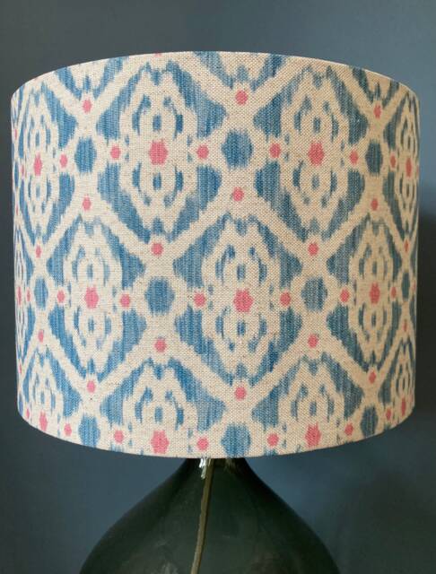 Scandinavian Chic Blue Ikat Drum Lampshade - Stylish Home Decor - image 1