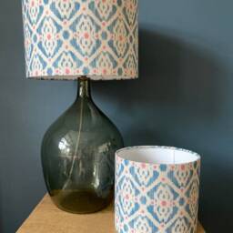 Scandinavian Chic Blue Ikat Drum Lampshade - Stylish Home Decor - thumbnail 2