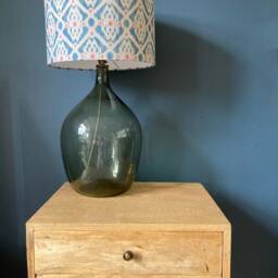 Scandinavian Chic Blue Ikat Drum Lampshade - Stylish Home Decor - thumbnail 3