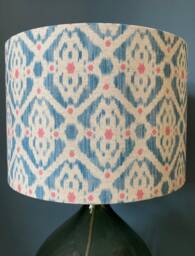 Scandinavian Chic Blue Ikat Drum Lampshade - Stylish Home Decor - thumbnail 1