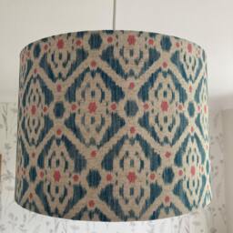 Scandinavian Chic Blue Ikat Drum Lampshade - Stylish Home Decor - thumbnail 4